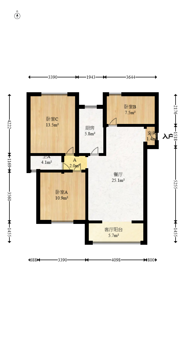 旭辉藏郡（藏郡、旭湘华府)  3室2厅1卫   248.00万室内图1