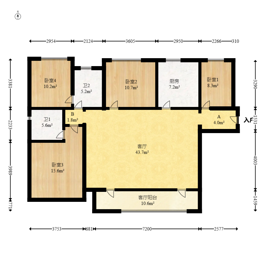 中建钰和城  4室2厅2卫   165.00万室内图1