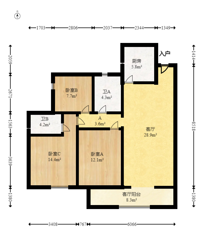 卓越中寰  1室0厅0卫   220.00万室内图1