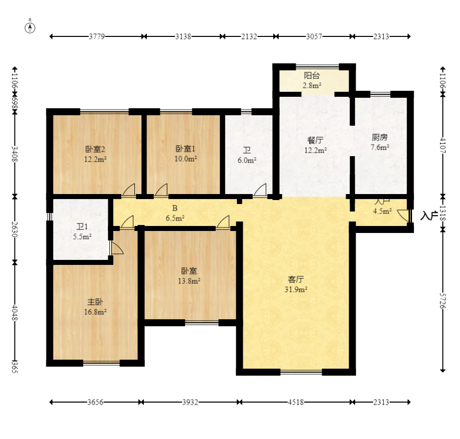 运达锦绣广场  4室2厅2卫    168.0万室内图1