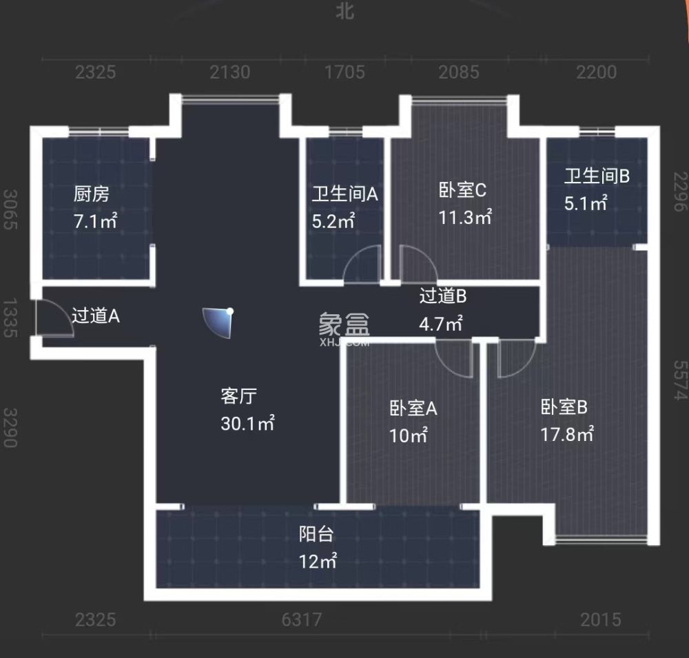 白金汉宫  3室2厅2卫   120.00万