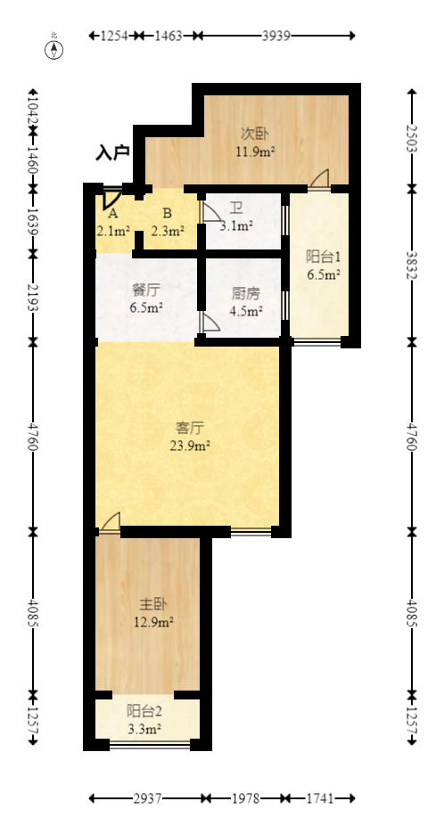 警苑星城 2室2厅1卫 56.0万 警苑星城 2室2厅1卫 56.0万户型图