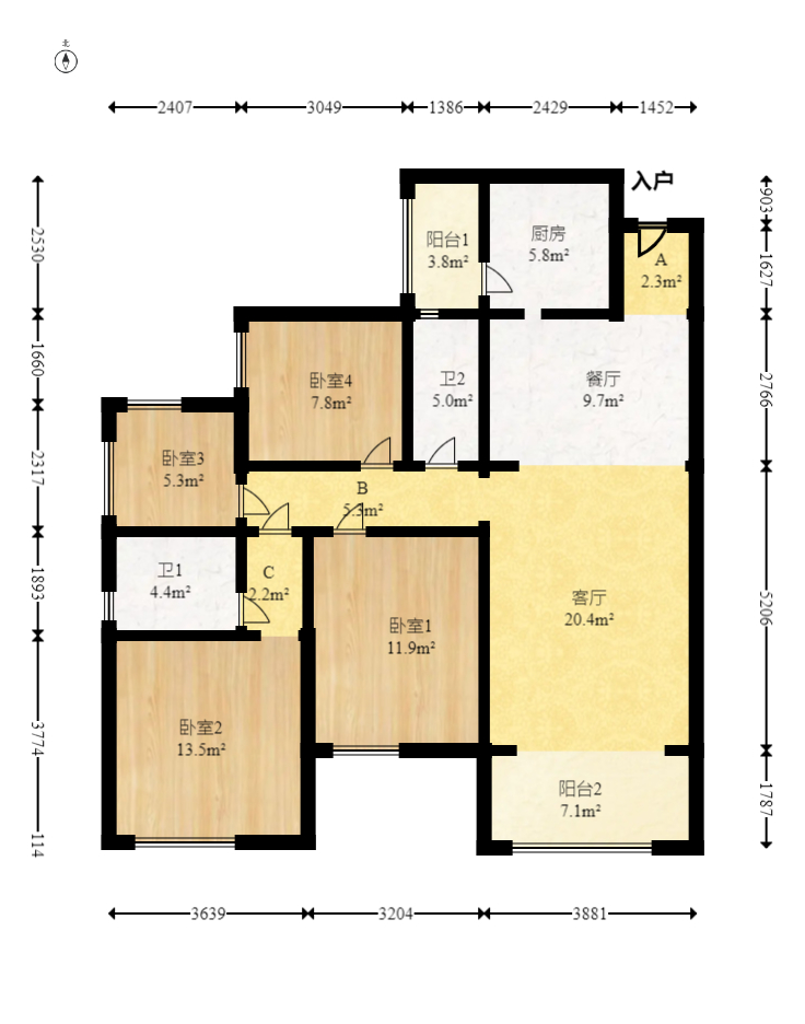 国欣向荣府  3室2厅2卫    145.0万 国欣向荣府  3室2厅2卫    145.0万户型图