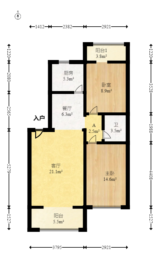 湘瑞家园  2室2厅1卫   50.00万室内图1