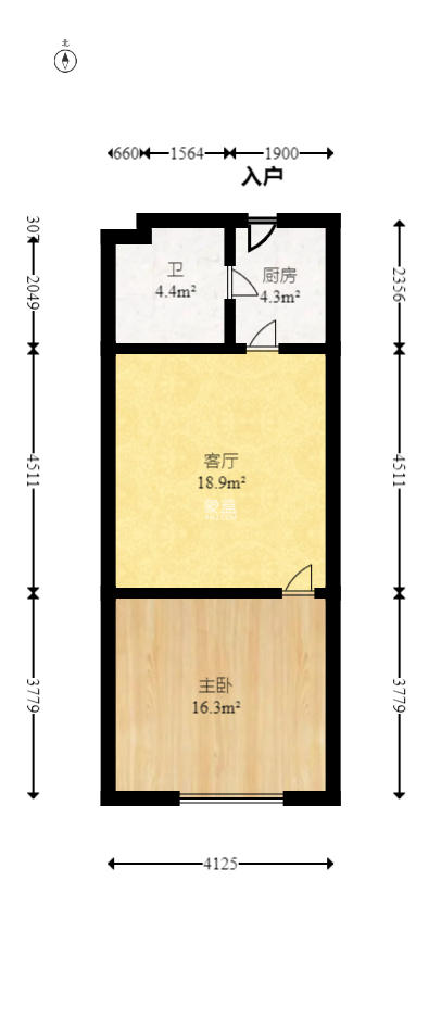 越界(天佑国际大厦)  1室1厅1卫    35.0万 越界(天佑国际大厦)  1室1厅1卫    35.0万户型图