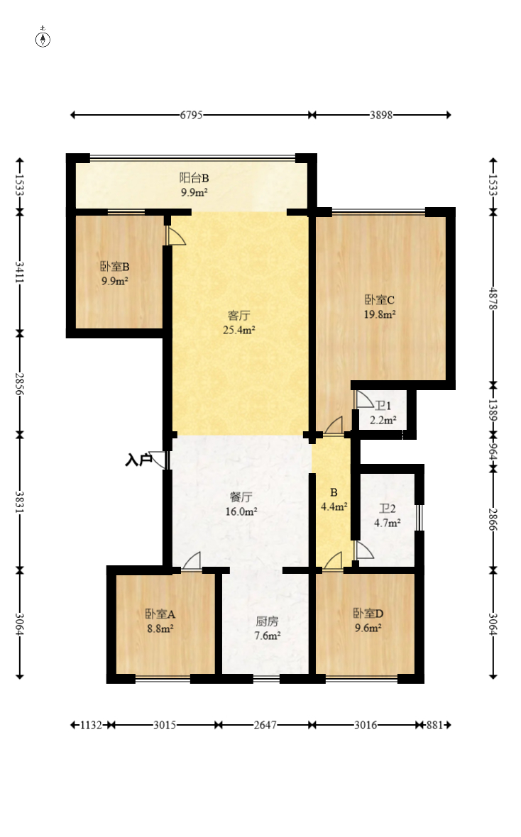 建发玖洲和玺  4室2厅2卫   158.00万室内图1