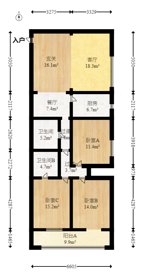 长沙市烟草专卖局单位宿舍  3室2厅2卫   104.70万室内图1