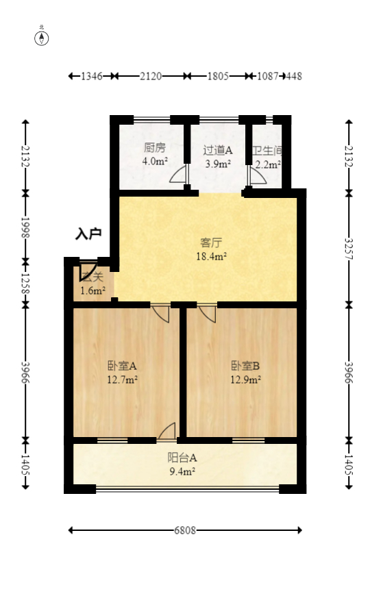 杏花苑 2室1厅1卫 43.8万 杏花苑 2室1厅1卫 43.8万户型图
