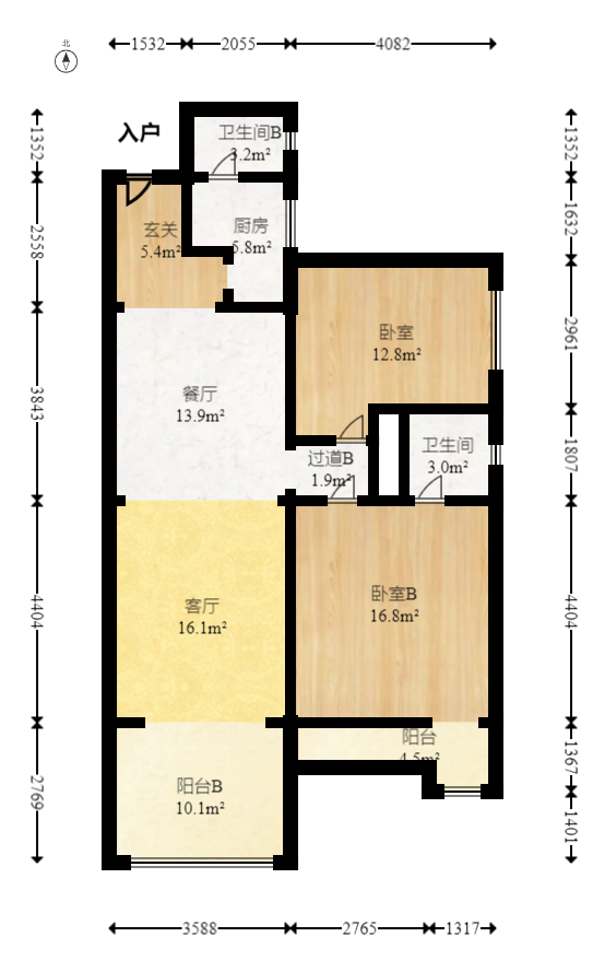 佳润新城（佳润新都）  2室2厅2卫   116.00万室内图1