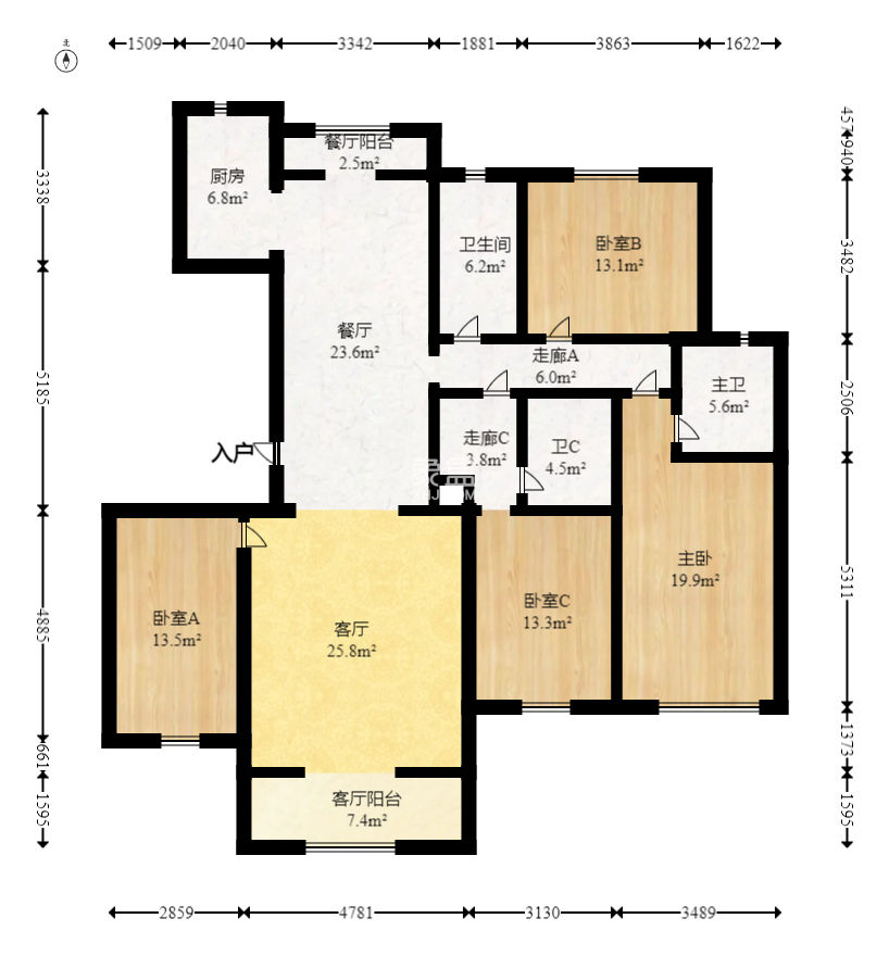 长沙美的梧桐庄园  4室2厅2卫   170.00万