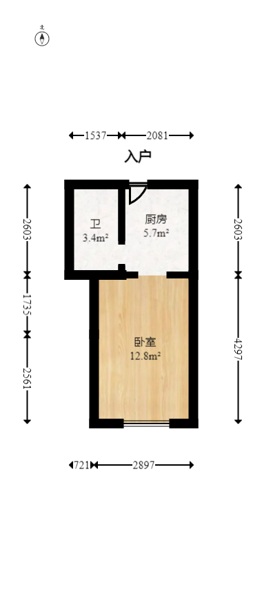 金地铂悦  1室1厅1卫   40.00万室内图1