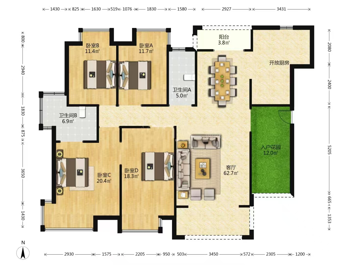 磐龙生态社区 4室2厅2卫 42.8万 磐龙生态社区 4室2厅2卫 42.8万室内图