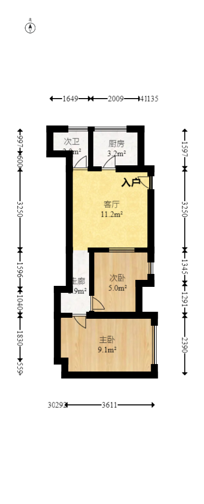 水岸阳光B小区  2室1厅1卫   95.00万室内图1