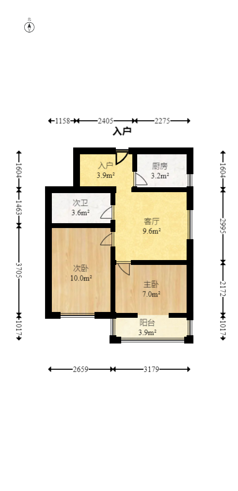 水岸星城B小区  2室2厅1卫   115.00万室内图1