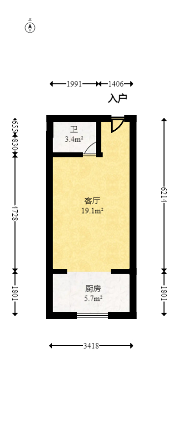 未来漫城  1室1厅1卫   35.00万室内图1