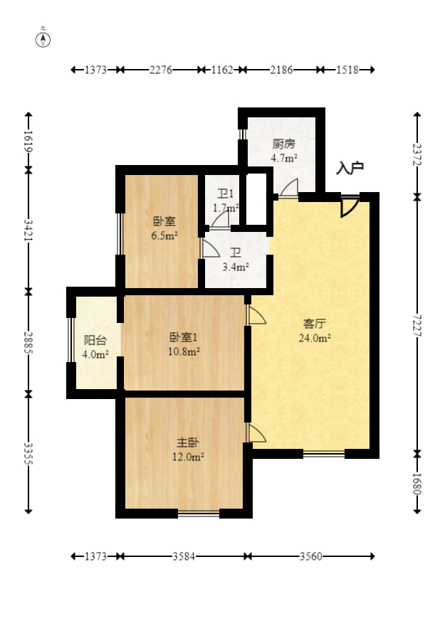 三一街区  3室2厅1卫   62.00万室内图1