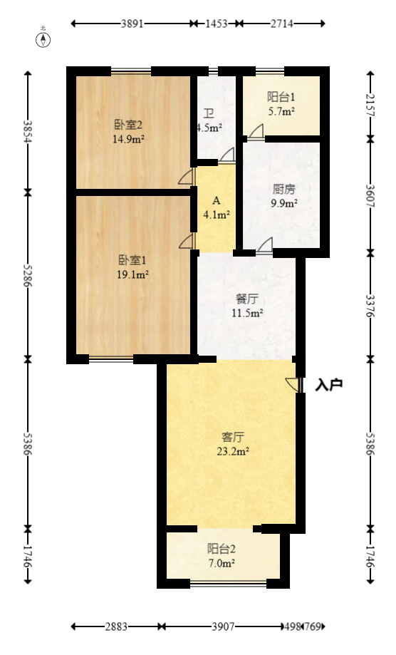 有色金属研究院（湖南有色金属研究院第一、二生活区）  2室2厅1卫   80.00万室内图1