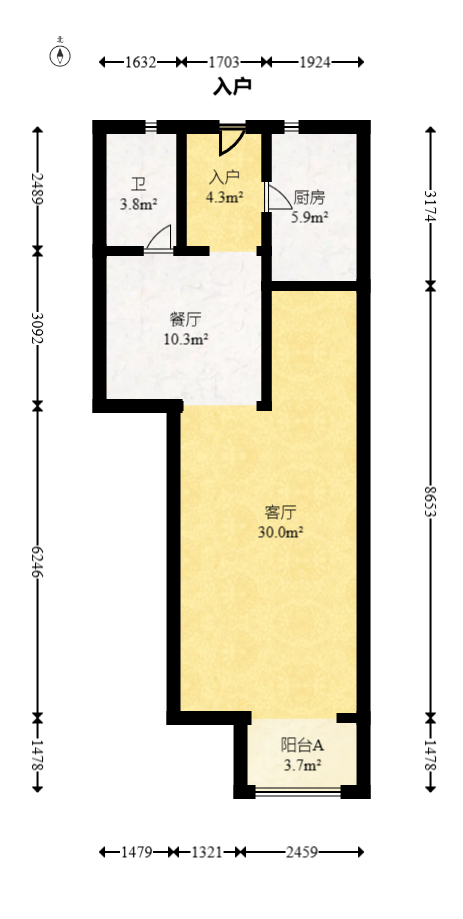 保利城（中航城国际社区、郡原美村）  3室2厅2卫   112.00万室内图1