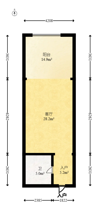 金科时代中心  1室1厅1卫   23.50万室内图1