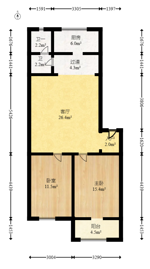 湘绣城  2室2厅1卫   36.80万室内图1