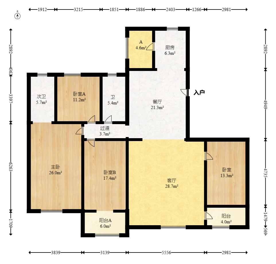 筑梦园  5室2厅1卫   189.00万室内图1