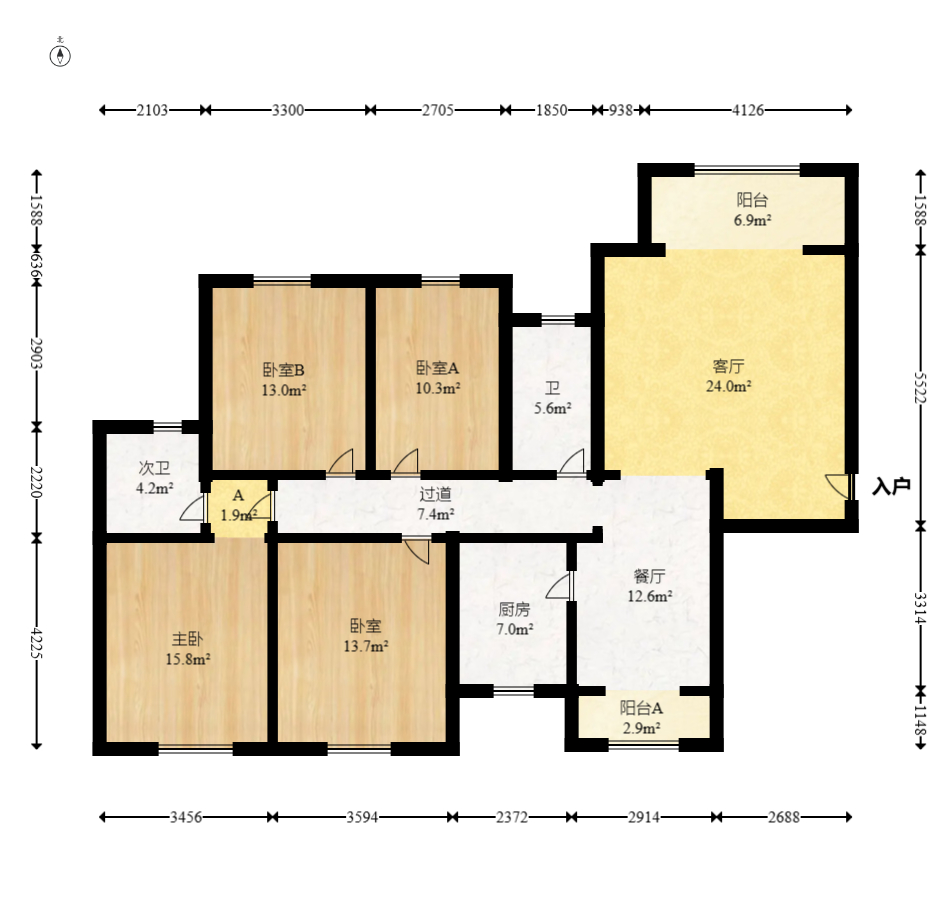 恒广国际景园一二区 4室2厅1卫 118.0万 恒广国际景园一二区 4室2厅1卫 118.0万户型图