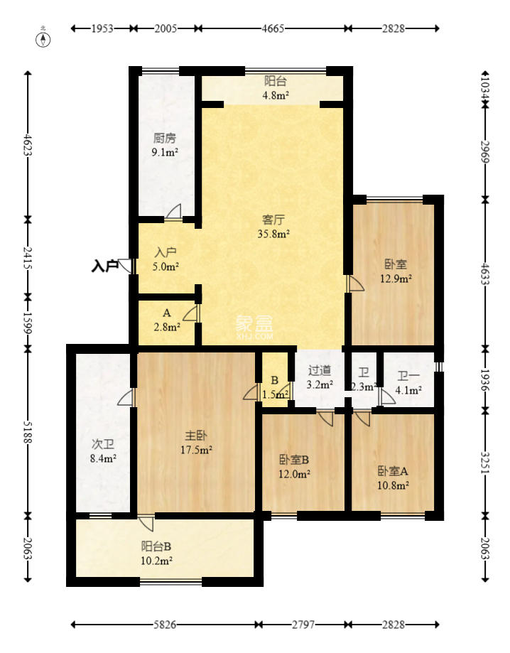 阳光丽景 4室2厅2卫 92.8万 阳光丽景 4室2厅2卫 92.8万户型图