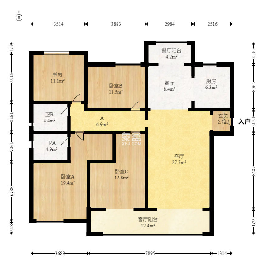 轨道中建麓江府  4室2厅2卫   188.00万