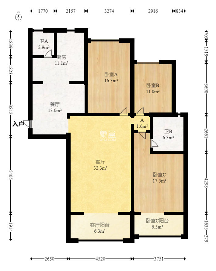 八方小区C区  3室2厅2卫   438.00万