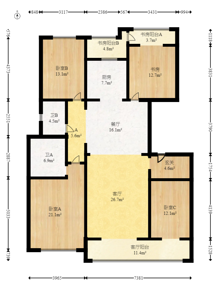 金茂建发泊悦  4室2厅2卫   298.50万室内图1