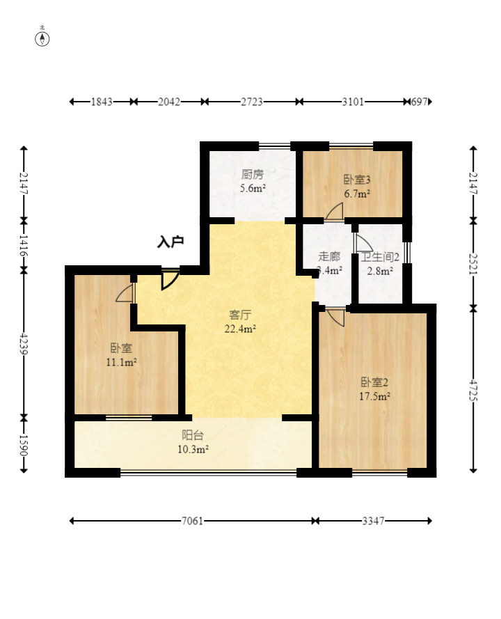 华远碧桂园海蓝城二期  3室2厅1卫    68.0万 华远碧桂园海蓝城二期  3室2厅1卫    68.0万户型图