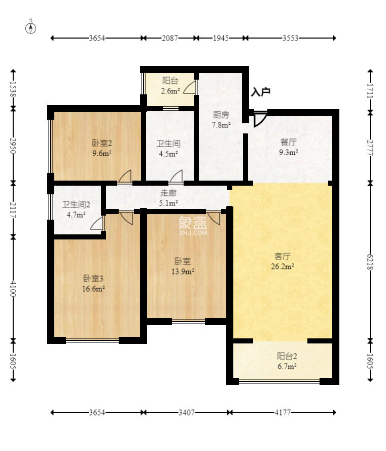佳美紫郡 3室2厅1卫 68.8万 佳美紫郡 3室2厅1卫 68.8万户型图