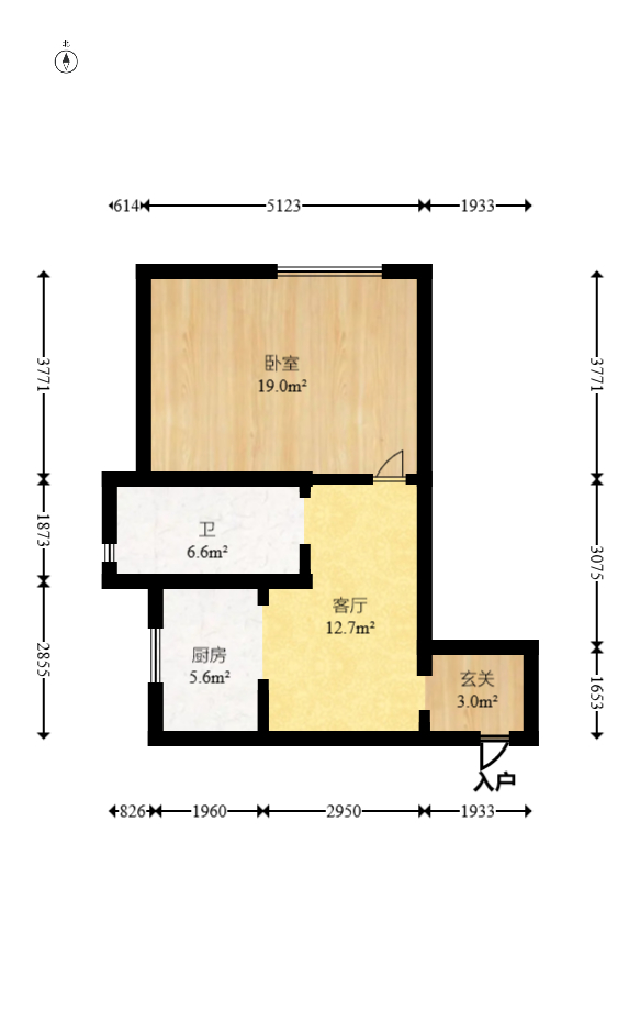 名富公寓  1室1厅1卫    35.0万室内图1