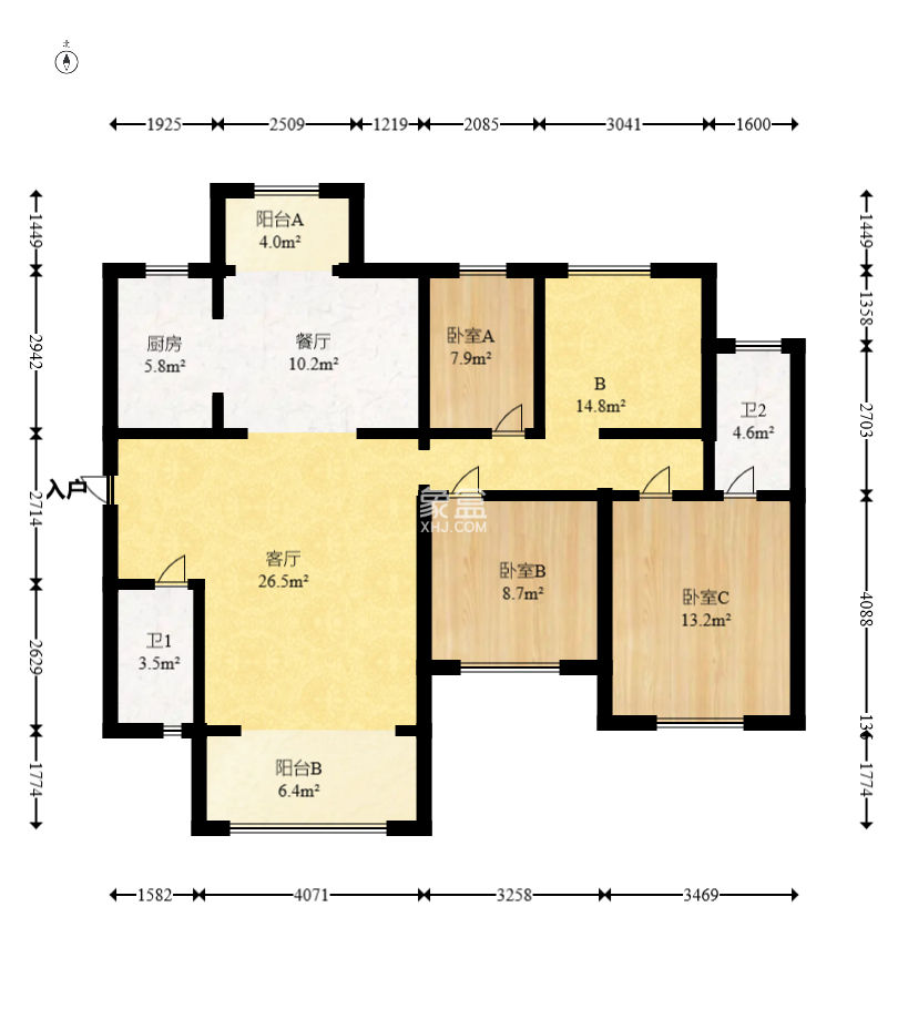 臻园  3室2厅2卫   128.80万