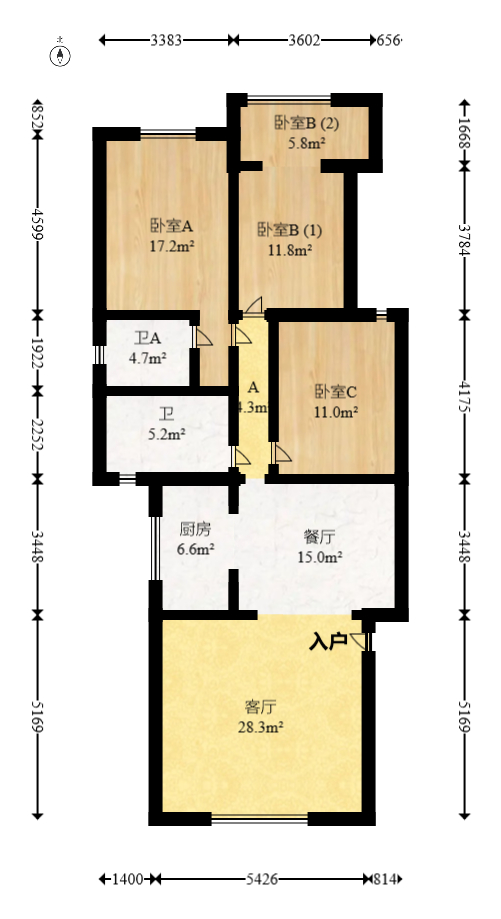 麓谷雅园  3室2厅2卫   86.00万室内图1
