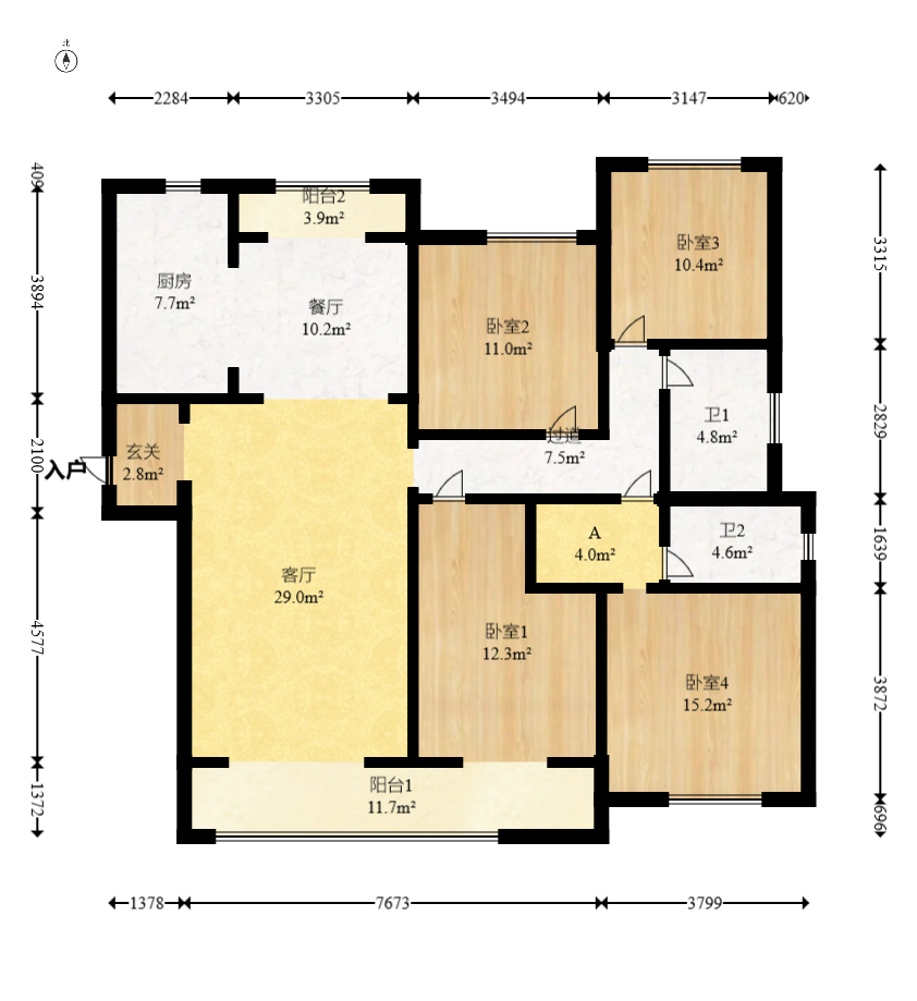 时代建发和著  4室2厅2卫   213.00万室内图1