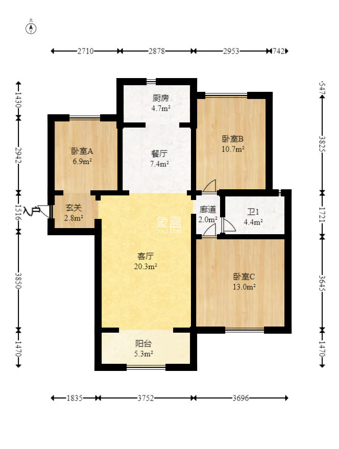 洋湖时代  3室2厅1卫    78.8万 洋湖时代  3室2厅1卫    78.8万户型图