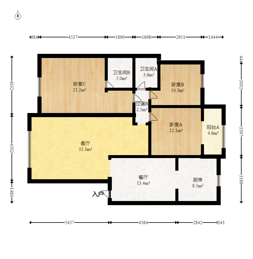 明媚星城  3室2厅2卫    106.0万 明媚星城  3室2厅2卫    106.0万户型图