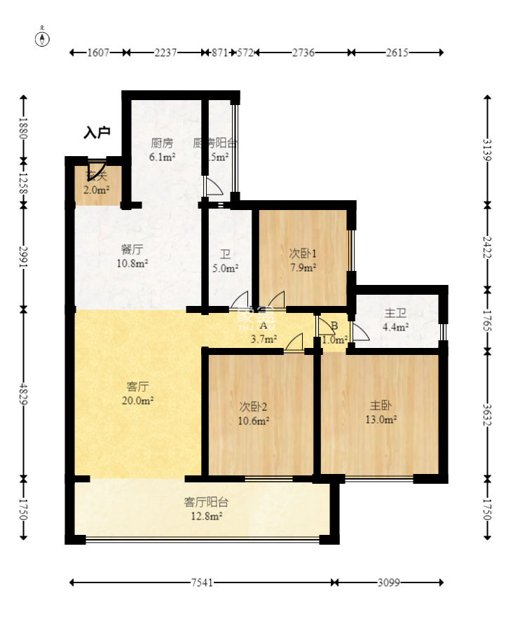 中欣楚天御府E区  3室2厅2卫    172.0万