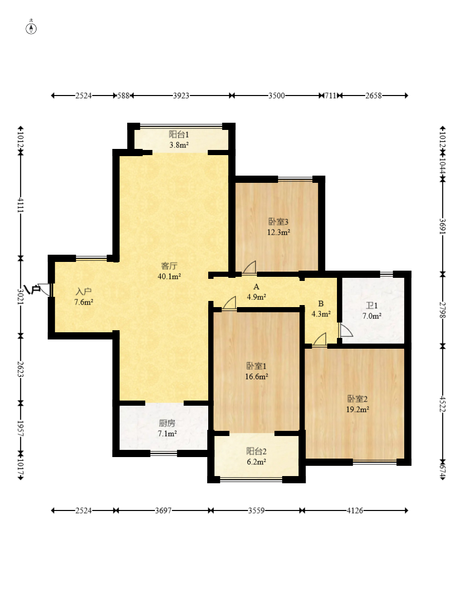 新城国际花都 3室2厅1卫 68.0万 新城国际花都 3室2厅1卫 68.0万户型图