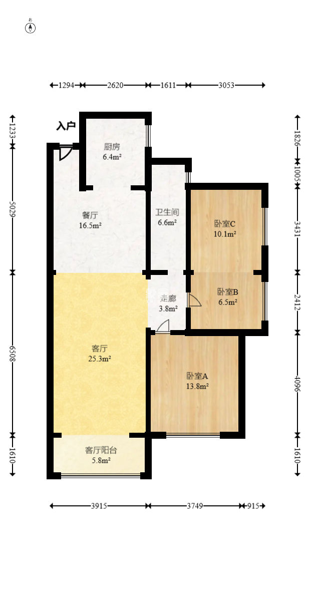 鑫远悦城（鑫远悦时代）  3室2厅1卫   105.00万