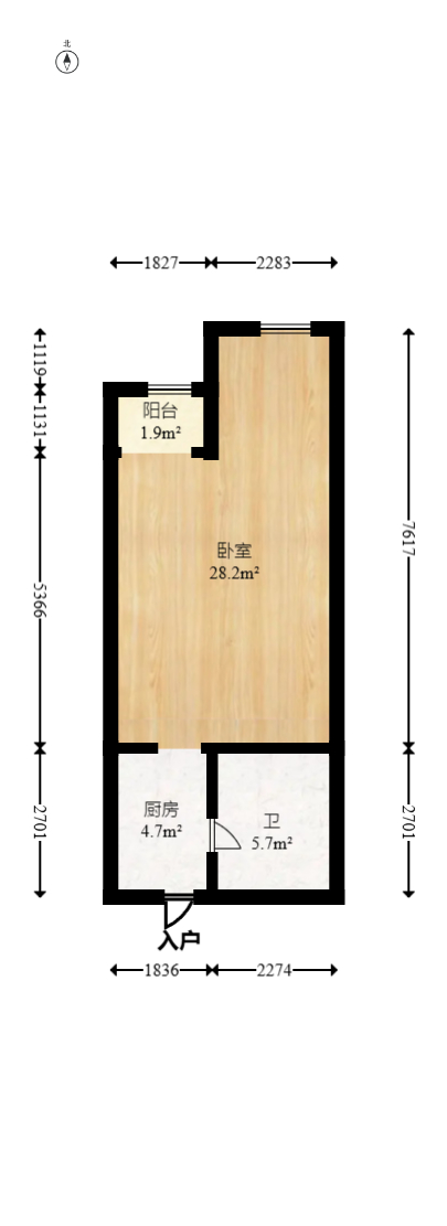 万科金色家园  1室0厅1卫   32.00万室内图1
