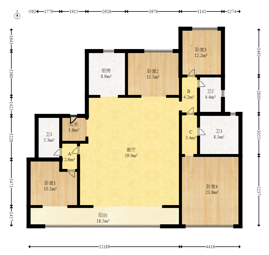 时代建发和著  4室2厅3卫    329.8万 时代建发和著  4室2厅3卫    329.8万户型图