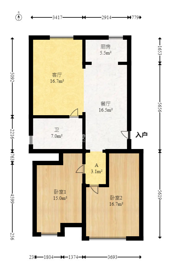富瑞星座  2室2廳1衛(wèi)   125.00萬