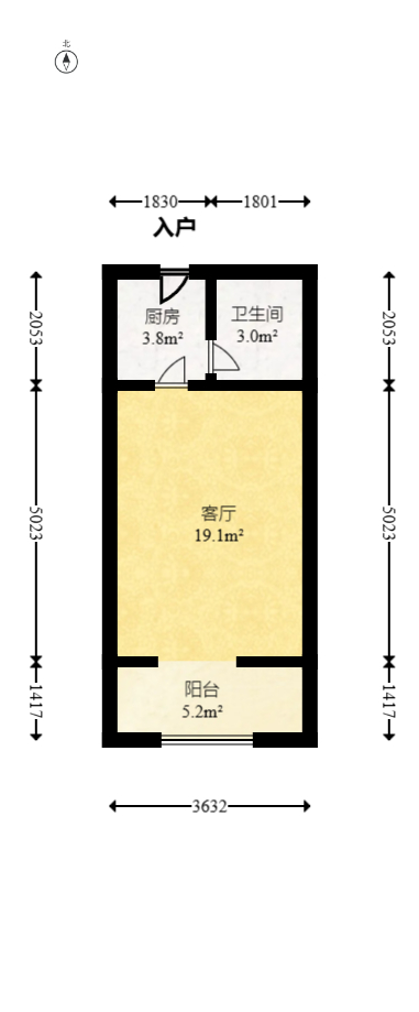 花漾年华（桂花园）  1室1厅1卫    30.0万室内图1