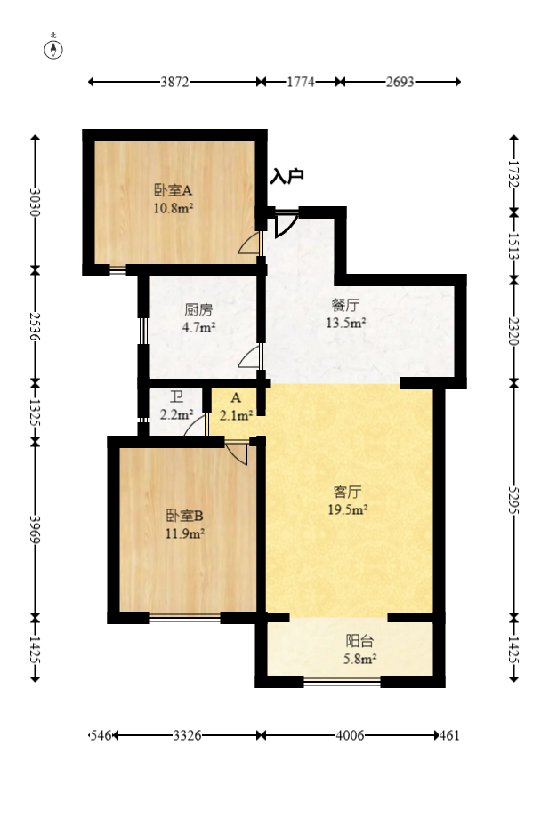 福天藏郡院子  2室2廳1衛(wèi)    75.0萬室內圖1