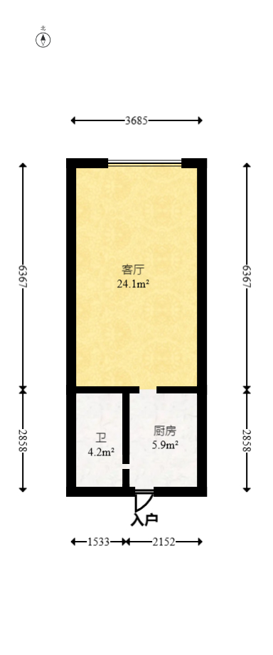 蚂蚁工房  1室1厅1卫   50.00万室内图1