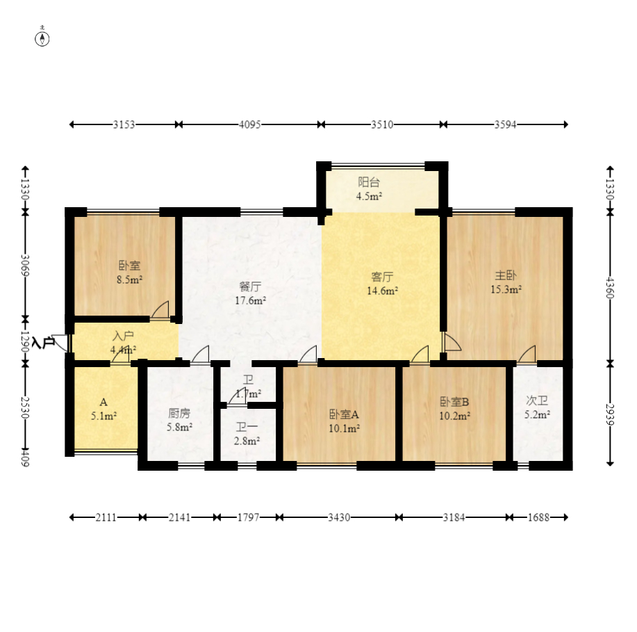 湖湾世景 4室2厅2卫 98.0万 湖湾世景 4室2厅2卫 98.0万户型图