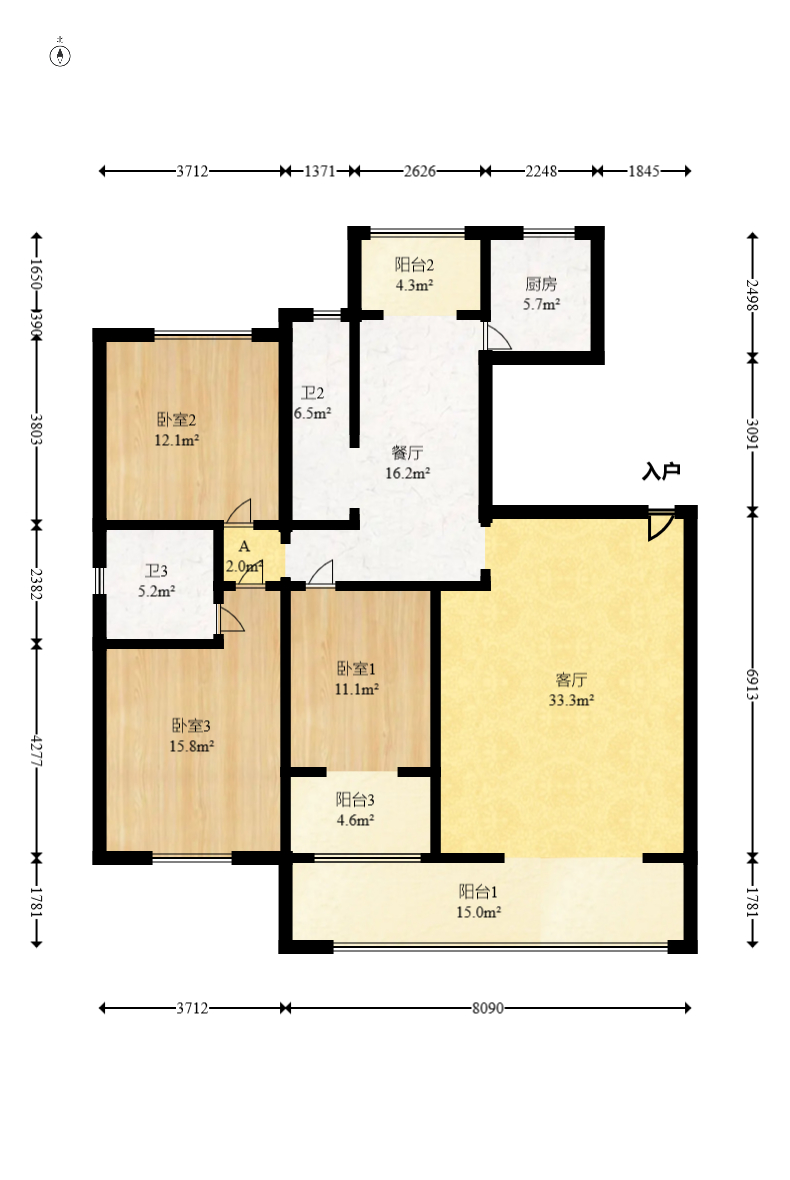 至雅小玲家园 3室2厅2卫 78.8万 至雅小玲家园 3室2厅2卫 78.8万户型图
