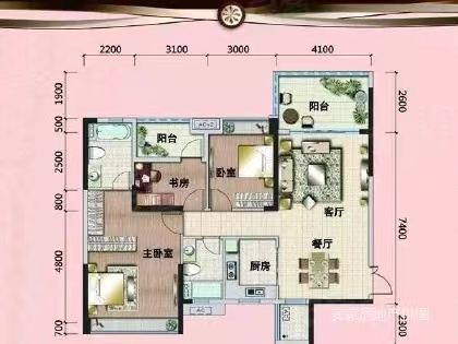 珠江云锦  3室2厅2卫   58.00万户型图